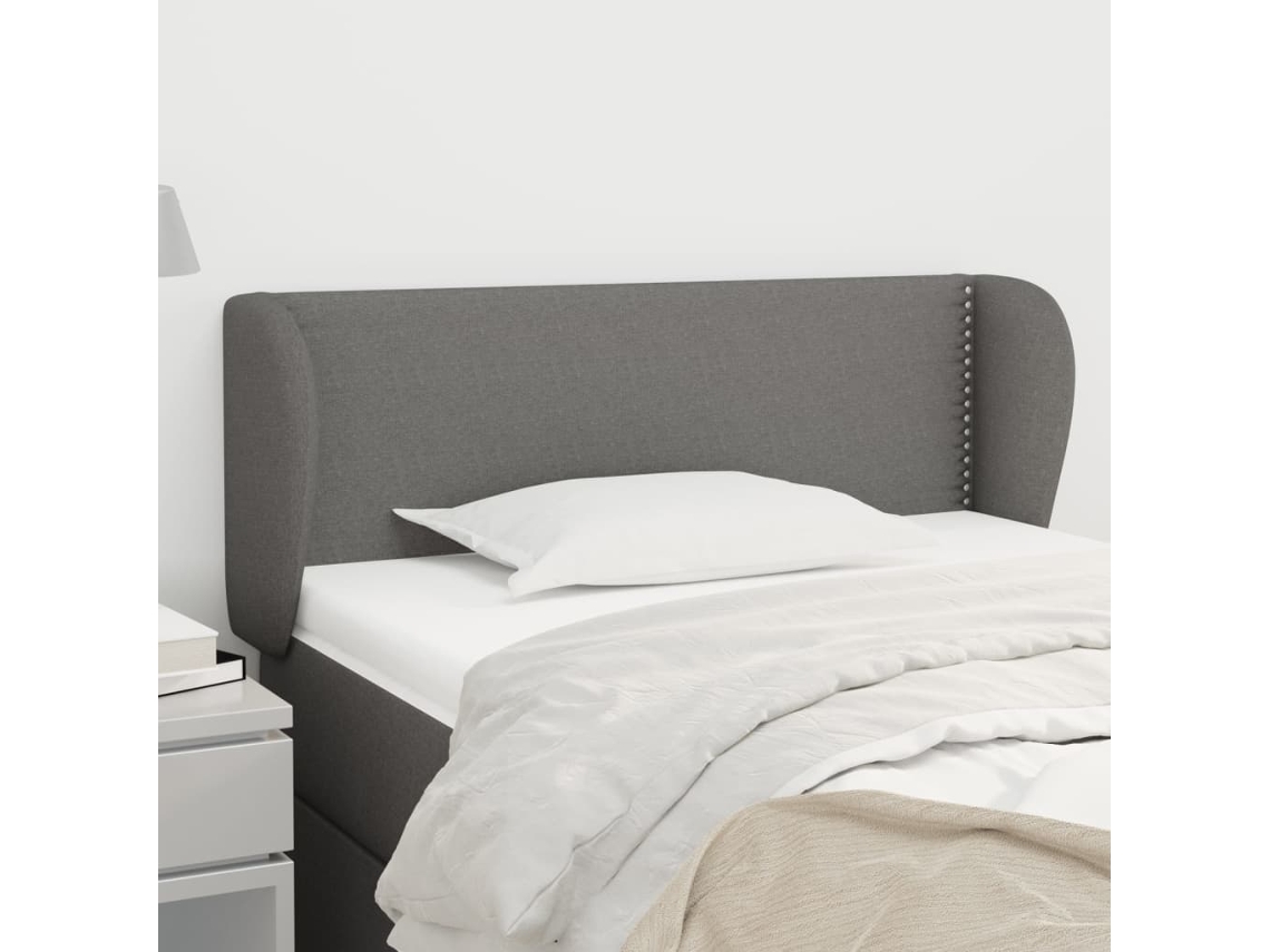 Cabecero con Alas de Tela 103x23x78/88cm Gris Oscuro
