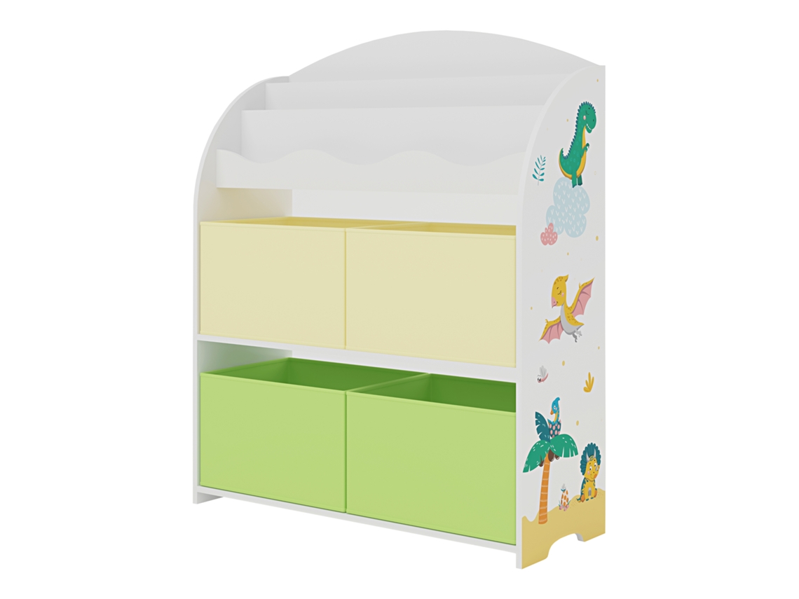 Estante Infantil Orust com Motivo em Aglomerado 98X83X30 Cm Motivo Dinossauro Verde/Amarelo [EN.CASA]