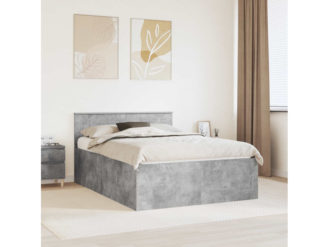 Vidaxl Estrutura Da Cama Cinzento 150 X 200 Cm Derivados De Madeira