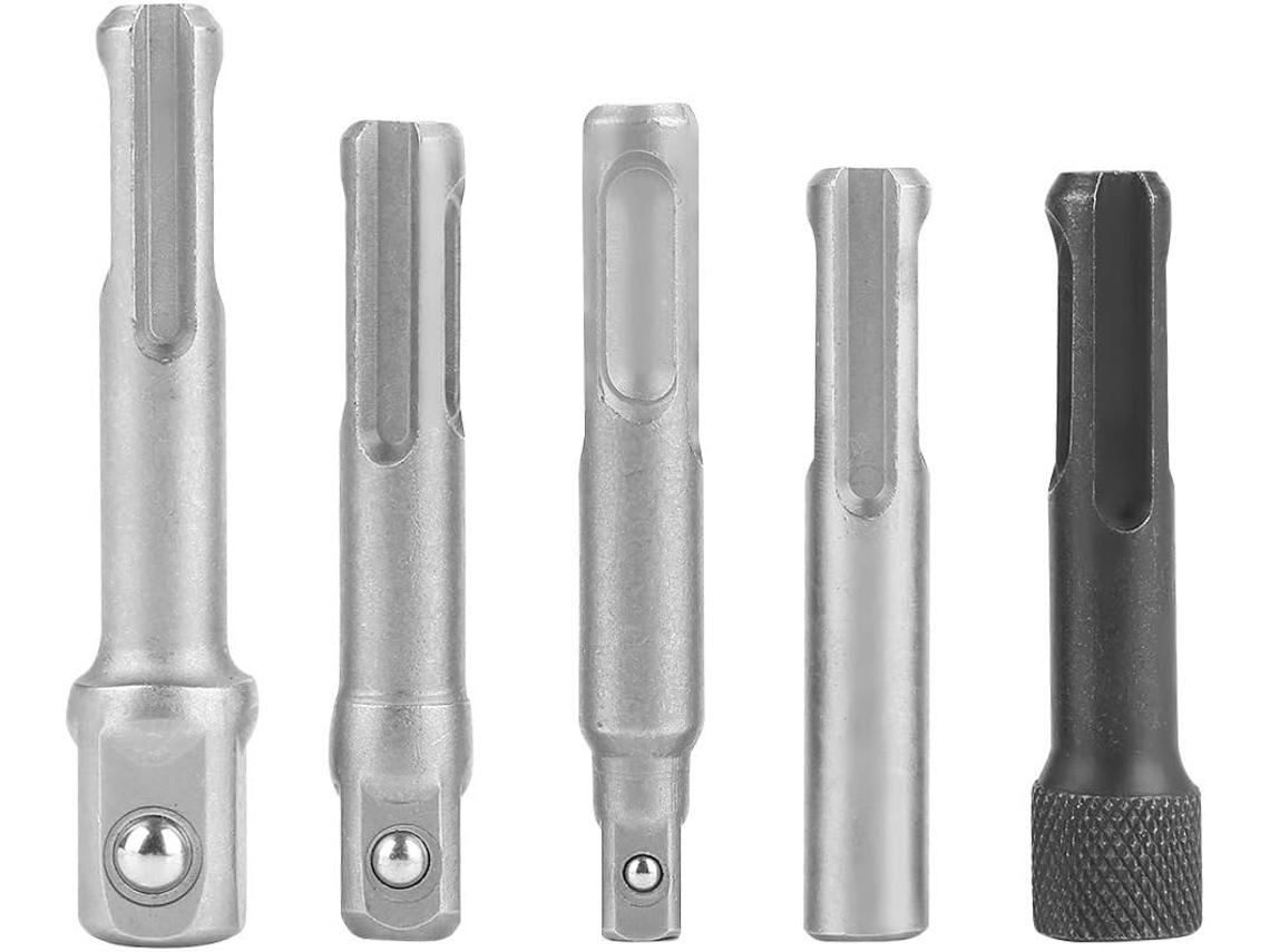 Adaptador De Soquete Sds Plus Aço (3 Peças) E Extensão Hexagonal (2