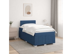Vidaxl Cama Box Spring Com Colchão Azul 120 X 190 Cm Tecido