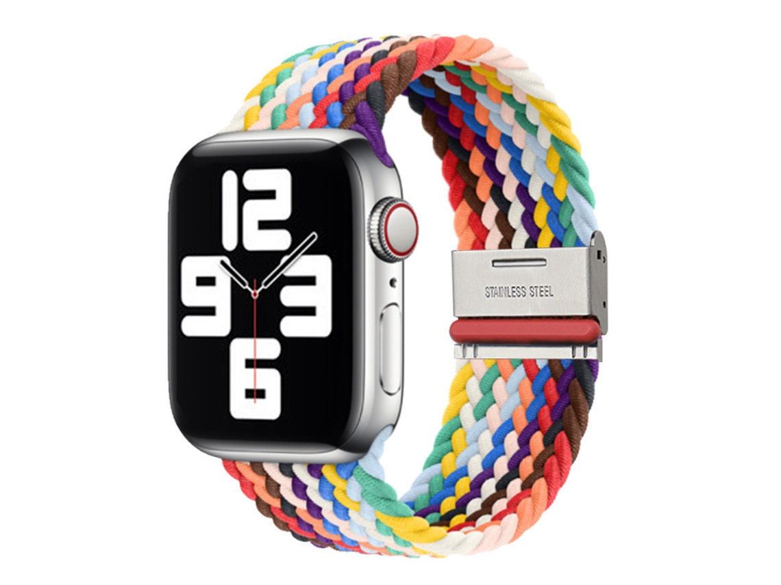 Bracelete Pulseira Entrançada Flexível para Apple Watch Series 5 44Mm Multicor