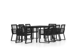 Dining Set, Dining Sets Vidaxl Preto Aço (mesa Com 200 Cm De Comprimento)