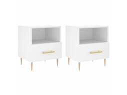 Conjunto de 2 Mesas Cabeceira Branco MAISON EXCLUSIVE Derivadas da Madeira 40x35x47,5 cm