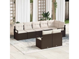 Vidaxl Conjunto De Sofás 8 Unid. Castanho Vime Pe