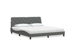 Cama Com Colchão 180x200 Cm Tecido Cinzento-escuro
