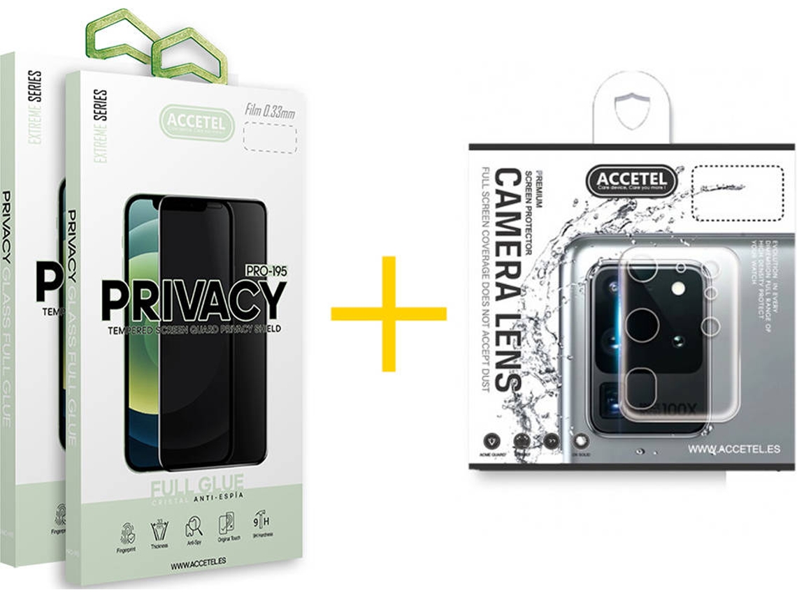 Kit 2 Películas Vidro Temperado Samsung Galaxy A22 5G ACCETEL Anti Spy (Transparente)