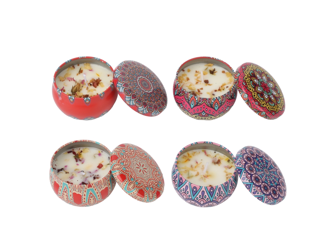 4 Velas De Aromaterapia Com Flores Secas E Aroma Duradouro