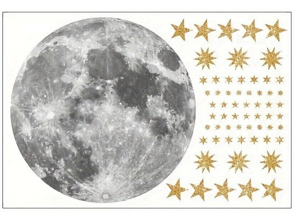 Adesivos de parede de estrela e lua para quarto, sala de estar, parede de fundo, decalques decorativos