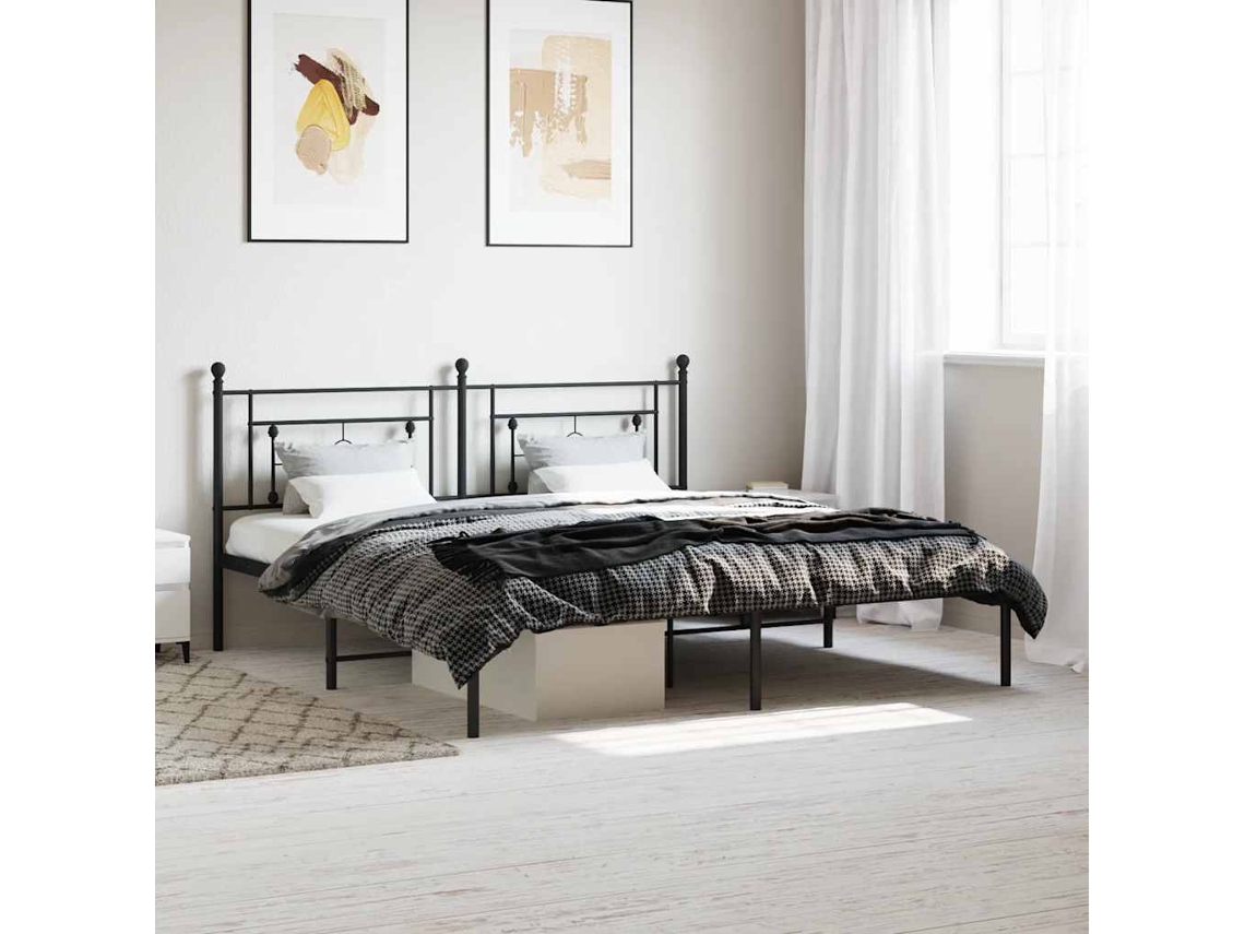 Vidaxl Estrutura De Cama Com Cabeceira 183x213 Cm Metal Preto
