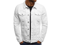 2026 chaqueta Vaquera para Hombre Corta Slim Fit Bhp Diseño Fashion M Blanco