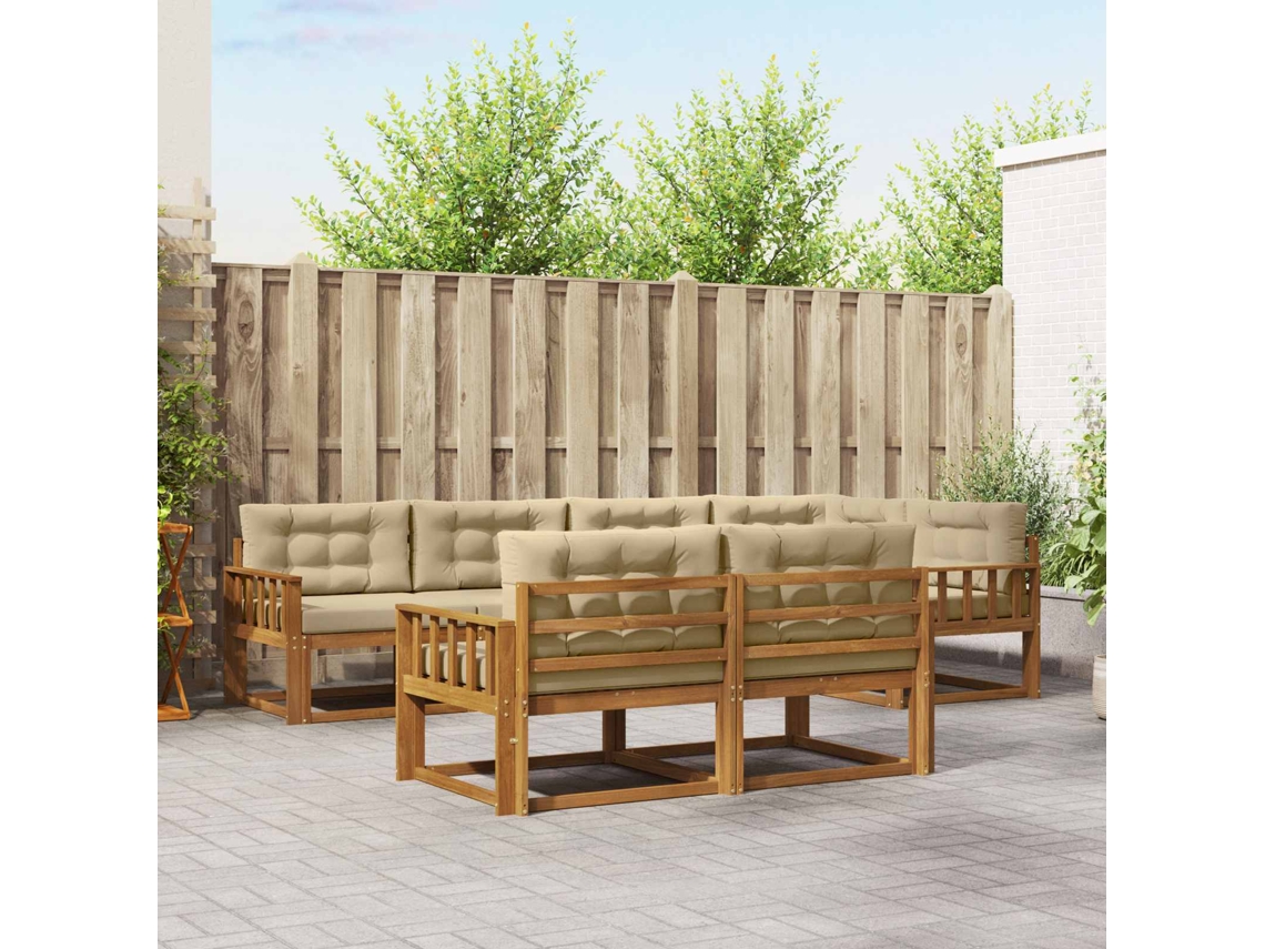 Vidaxl Conjunto De Sofás Para Exterior 7 Pcs Natural E Bege