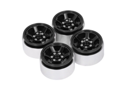 Yui 4 peças Cubos de roda Beadlock RC de 1,9 polegadas em alumínio CNC para Axial SCX10 HSP Preto