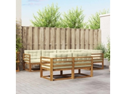 Vidaxl Conjunto De Sofás Para Exterior 7 Pcs Natural E Creme