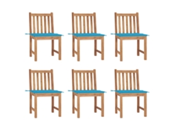 Vidaxl Cadeiras De Jardim 6 Pcs C/ Almofadões Madeira De Teca Maciça