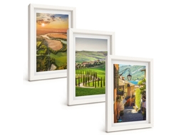 Conjunto De Pinturas Paisagens Italianas, Rua À Beira Do Rio Moldura Branca Imagens Para Um Quarto Infantil Espelharte (3 Peças 20x30 Cm)