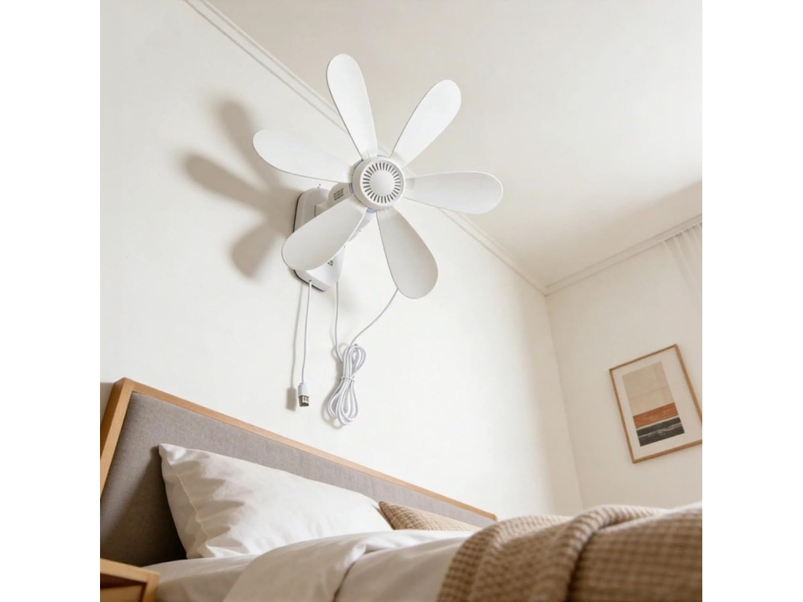 Ventilador De Parede Silencioso 16, 5 Polegadas Com Controle Remoto, Operação Usb 5v Com Temporizador, 4 Velocidades