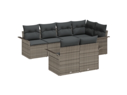 Conjunto 7 Assentos De Jardim Vidaxl Cinzento Vime Pe (242.5 X 132.5 X 69 Cm)