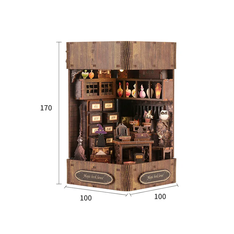 Quebra cabeça 3d da Mini Livraria Mágica Modelo de Madeira para Montar MDUG