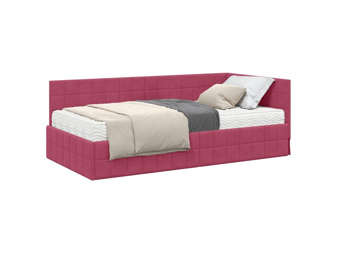 Estrutura de Cama de Canto com Colchão 2 Pcs Veludo Verde MAISON EXCLUSIVE