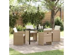Vidaxl Conjunto De Jantar Para Jardim 5 Unid. Bege Vime Pe