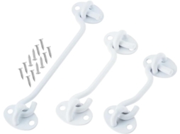 Fecho De Gancho E Olhal, Fecho De Gancho E Olhal Para Porta Cabine Em Aço Inoxidável Branco, Vários Tamanhos, 4 Peças