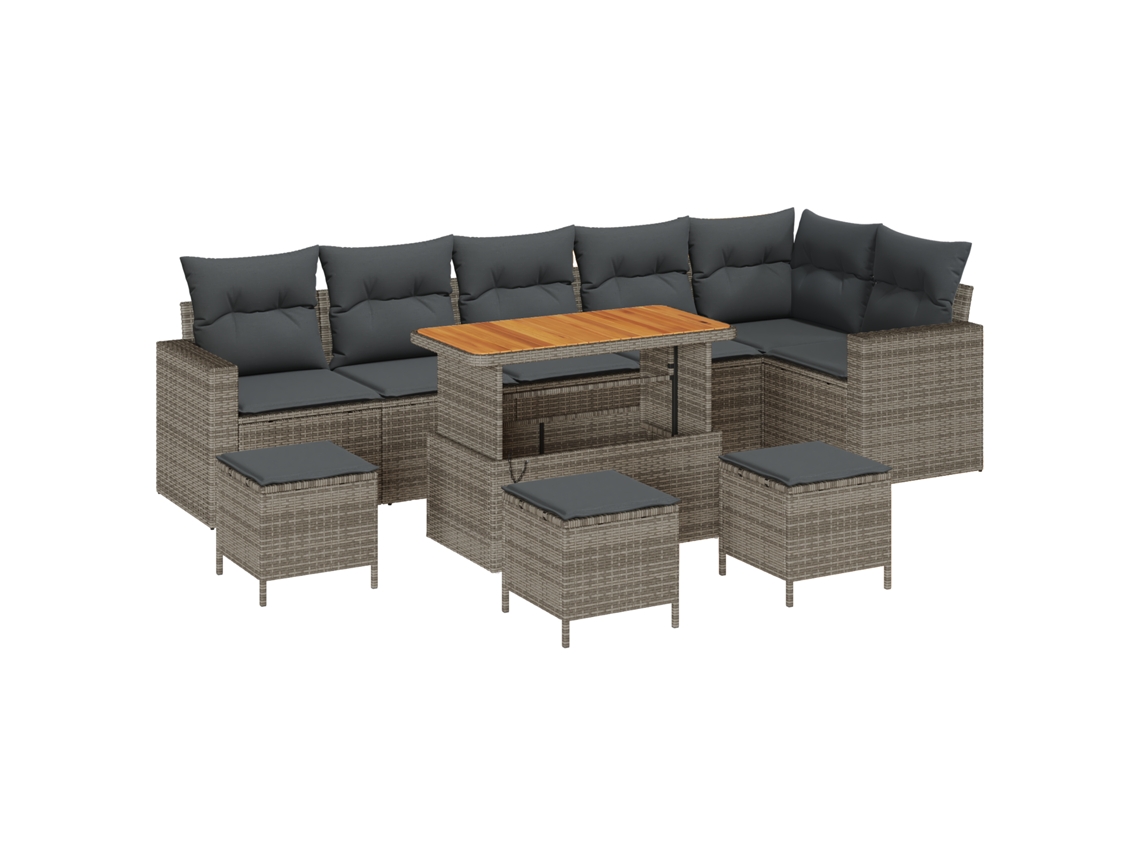 Conjunto 10 Móveis De Jardim Vidaxl Cinzento Vime Pe (110 X 55 X 71 Cm)