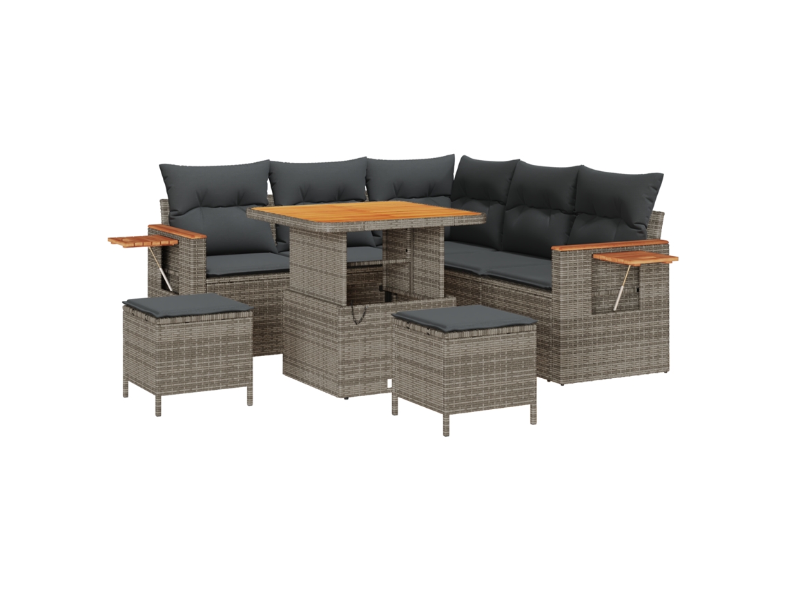 Conjunto 9 Conjunto De Sofá De Jardim Vidaxl Cinzento Vime Pe (219 X 219 X 85 Cm)