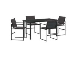 Conjunto de Jantar para Jardim 5 Pcs - Móveis de Jardim para Refeição Preto Aço Revestido a Pó HARLANV1