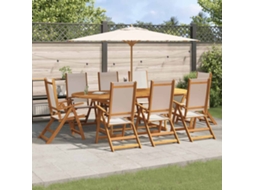 Vidaxl 9 Pcs Conjunto De Jantar Para Jardim Acácia Maciça E Textilene