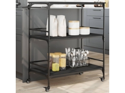 Vidaxl Carrinho De Cozinha 100,5x50x105 Cm Derivados De Madeira Preto