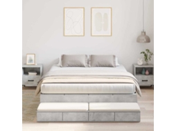 Vidaxl Estrado De Cama Com Arrumação Com Gaveta Cinzento 140 Cm