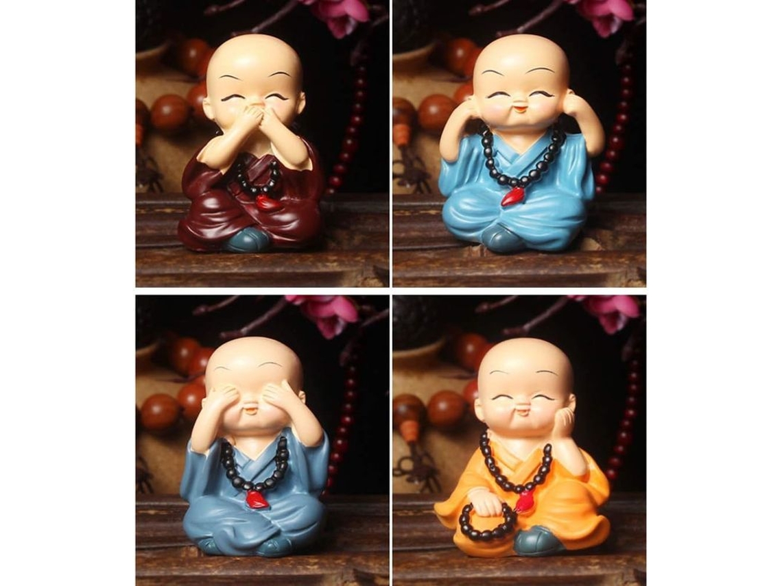 2026 4 Figuras de Buda, Pequeños Monjes, Paneles Decorativos para Coche, Mesa, Hogar, Oficina, Regalo de Cumpleaños
