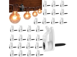 Conjunto de 50 Ganchos para Luminárias Externas, de Plástico com Parafuso, Ganchos Pequenos para Luzes de Cordão e Decoração BRILVIBERA