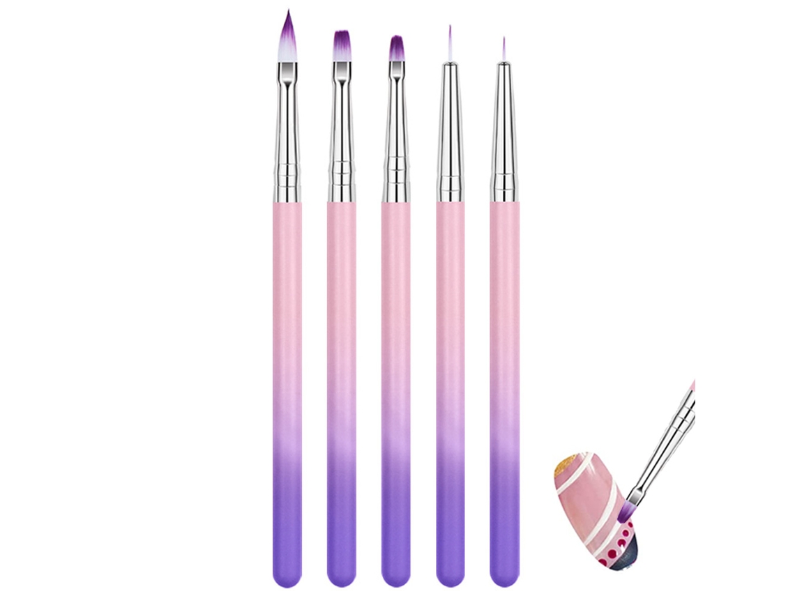5 Pincéis de Madeira para Unhas Caneta Ombre para Pintura de Gradiente em Gel RNEMITERY