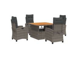 Conjunto de 5 Jantar para Jardim com Almofadões Vime Pe Cinza MAISON EXCLUSIVE
