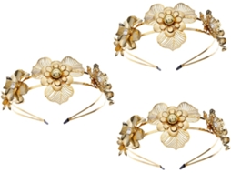 Conjunto De 3 Peças Com Coroa Dupla Dourada, Elegante Acessório Para Fotografia De Casamentos, Festas E Ensaios Fotográficos.