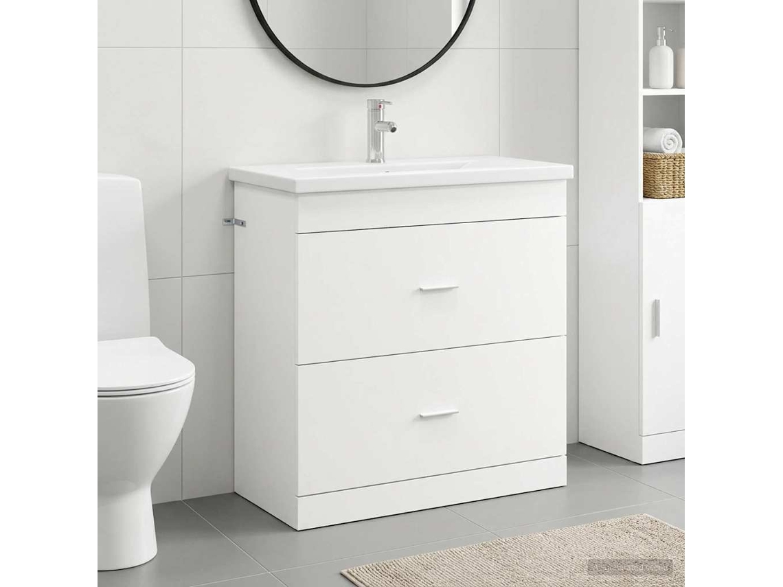 Vidaxl Conjunto De Móveis Para Banheiro Branco 81 X 40 X 84,5 Cm
