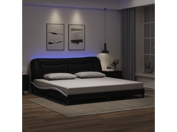 Vidaxl Estrutura De Cama Com Led Sem Colchão Hvar 200x200 Cm Preto/branco