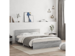 Vidaxl Estrutura De Cama Com Cabeceira 140x200 Cm Cinzento Sonoma