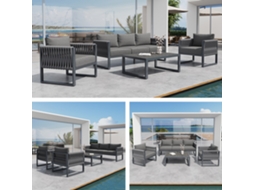 Conjunto Sofá Jardim 5 Lugares, Cinza, Metal Inox-cy