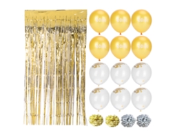 Laxiscreed Kit De Balões Com Sequin E Cortina Decorativa Para Festas De Ano Novo 2021