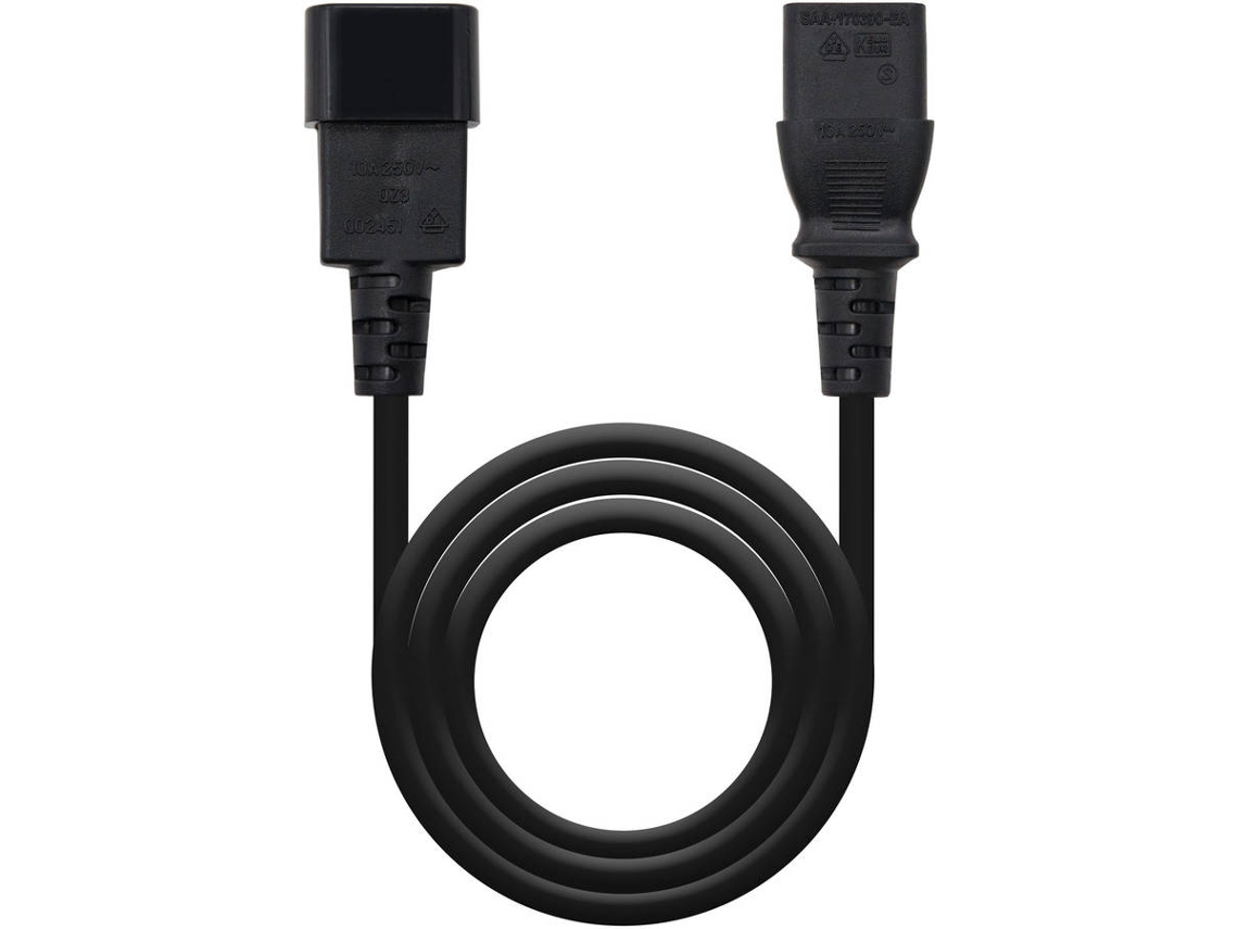 Cabo de Alimentação NANOCABLE (C14 - C13 - 5 m - Preto)
