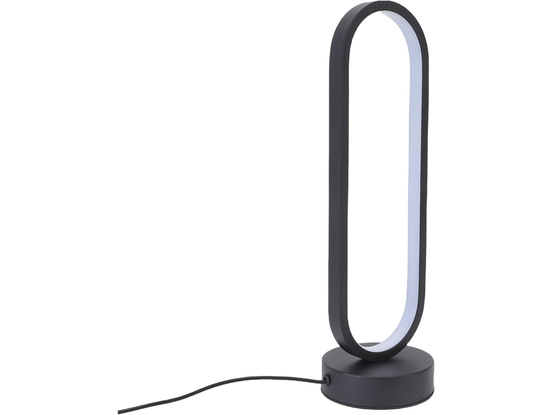 Luminária de mesa LED regulável em alumínio, design oval moderno para quarto, escrivaninha e sala de estar.
