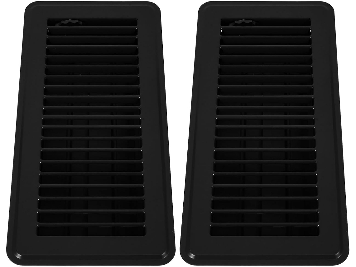 Conjunto De 2 Peças, Tampa De Ventilação De Piso Preta, 4x10 Polegadas, Pacote Com 2 Unidades.