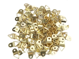 Conjunto De 50 Suportes Triangulares De Metal Para Molduras De Fotos Em Cobre Dourado, Com Gancho.