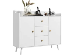 Credenza moderna em madeira com 3 gavetas e 2 armários de 2 níveis 90x32x80 Cm branco BTFORUS