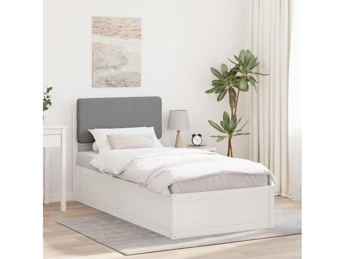 Vidaxl Estrutura De Cama Com Cabeceira Estofada Cinzento-claro