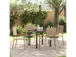 Conjunto De Jantar Para Jardim 5 Peças Bege Ratan Lovely Home