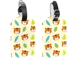 Conjunto De 2 Etiquetas Viagem E Bagagem Masculinas, Com Estampa De Tigre E Folhas, Em Poliuretano